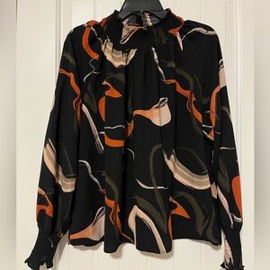 Nine West Black Abstract Print Women’s Blouse